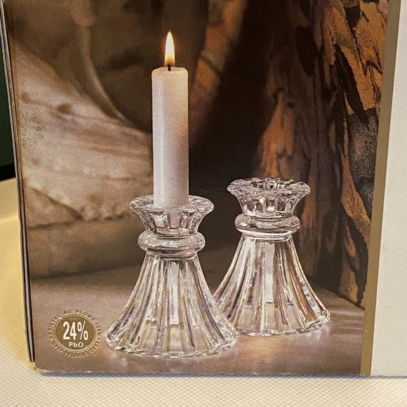 Cristal D’arques EVENTAIL Candlestick Holders 3 3/4 Set Of Two in original box - Picture 2 of 7